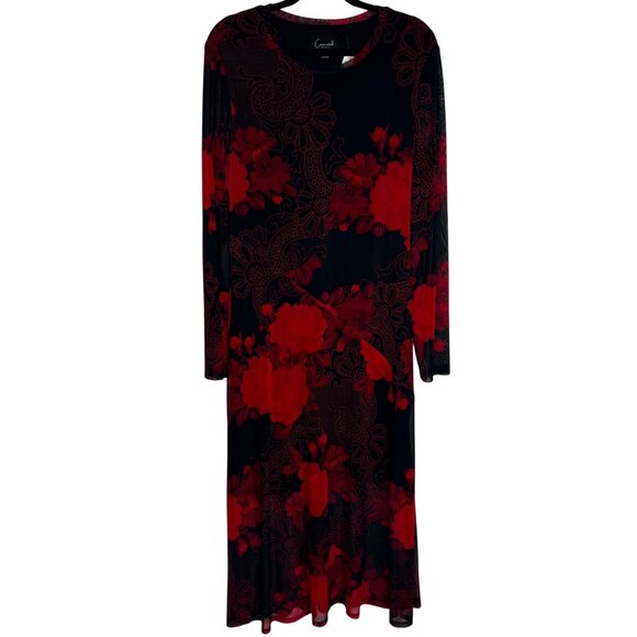 VTG Connected Apparel Dark Floral Sheer Maxi Dress Whimsigoth Dark Fairy Sz16 - Picture 1 of 9